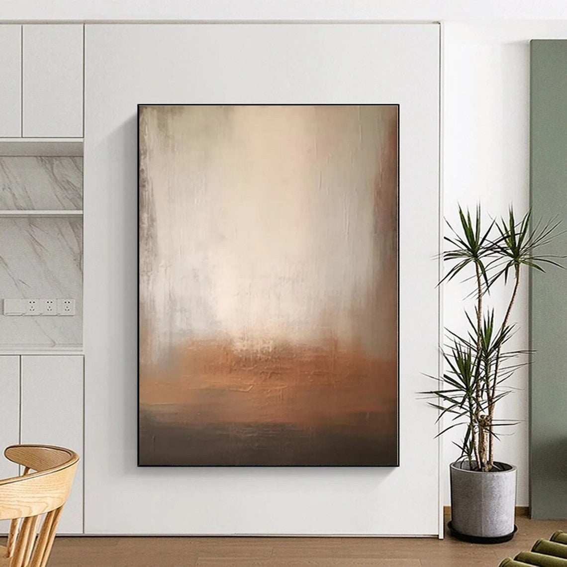 Staggering Hand-Brushed Abstract Painting for Basement Game Night Wall