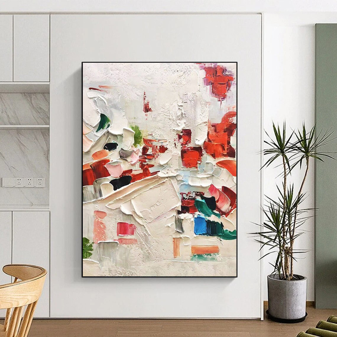 Monumental Modern Abstract Painting for Contemporary Kitchen Breakfast Nook Feature Wall