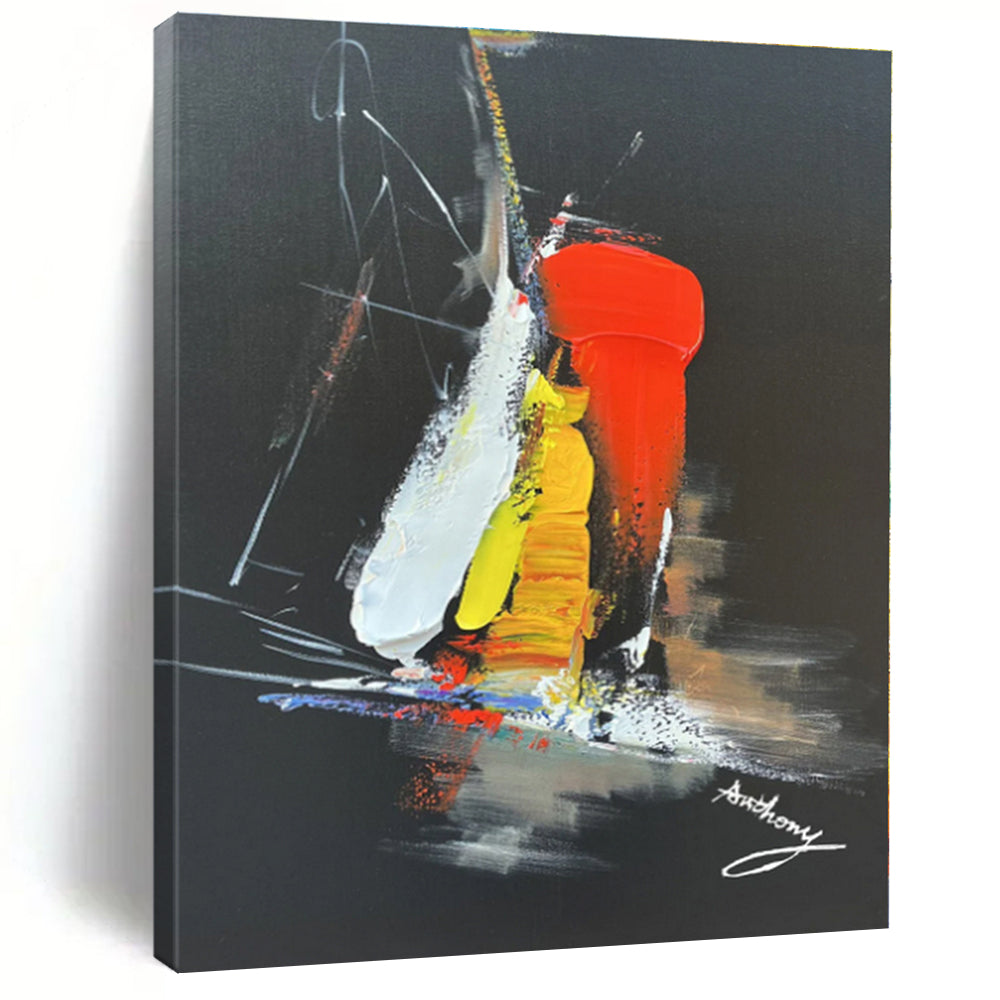 Gigantic Hand-Crafted Abstract Canvas for Dining Room Feast Wall