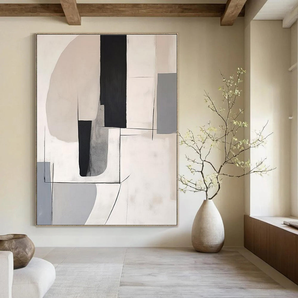 Large-Scale Hand-Painted Abstract Canvas for Living Room and Bar