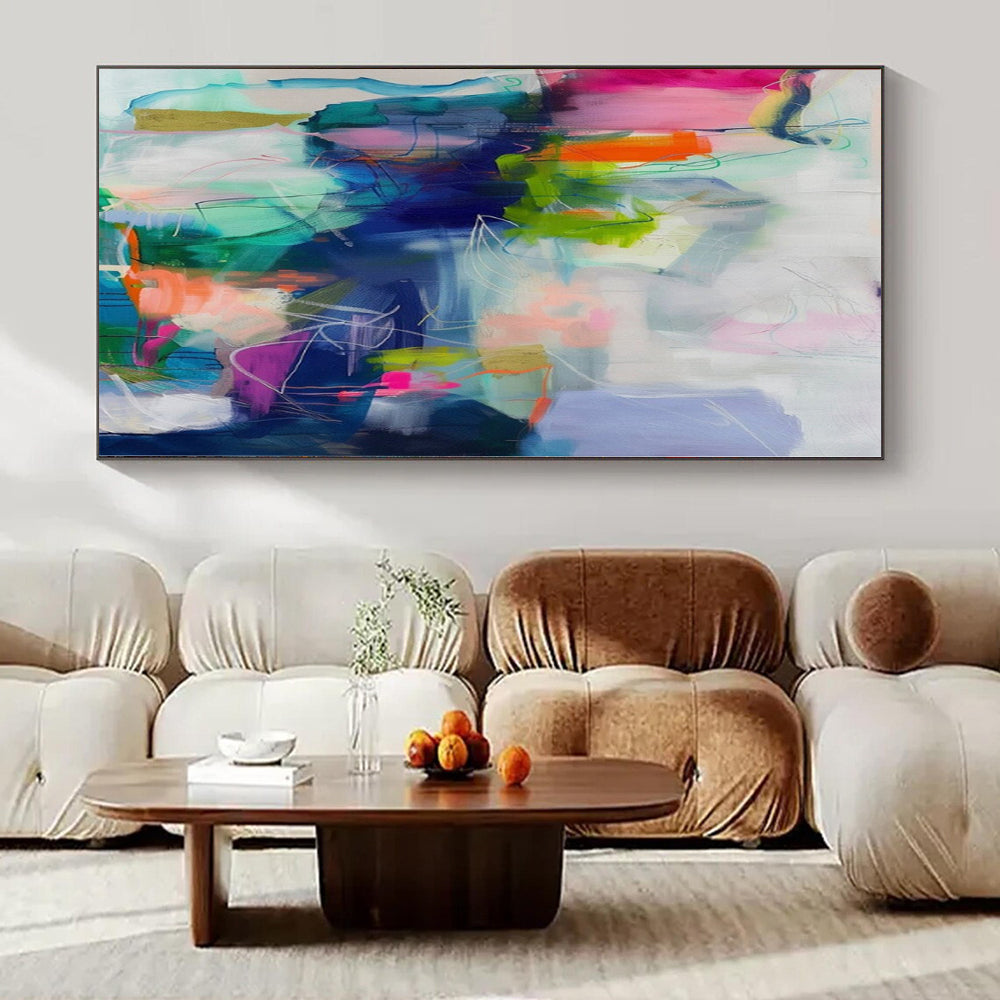 Giant Hand-Painted Contemporary Abstract Painting for Dining Room Breakfast Nooks
