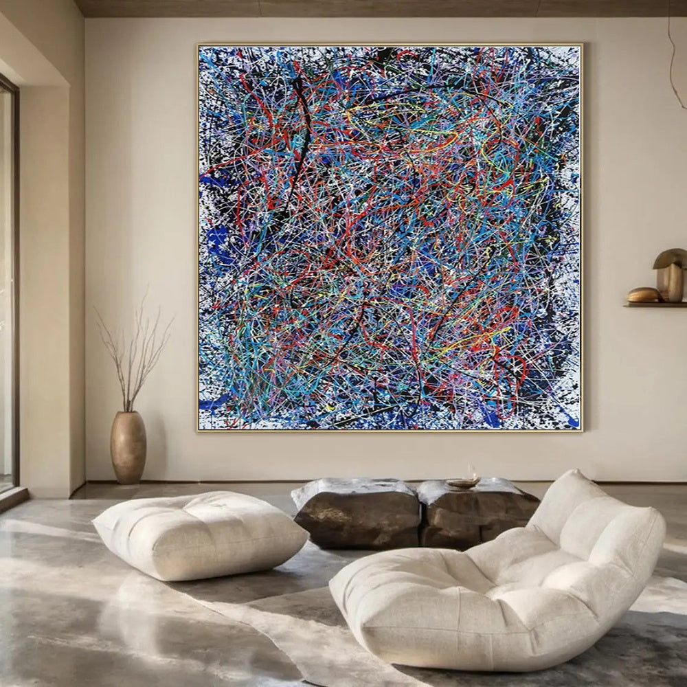Oversized Custom Hand-Painted Abstract Canvas for Office Training Halls