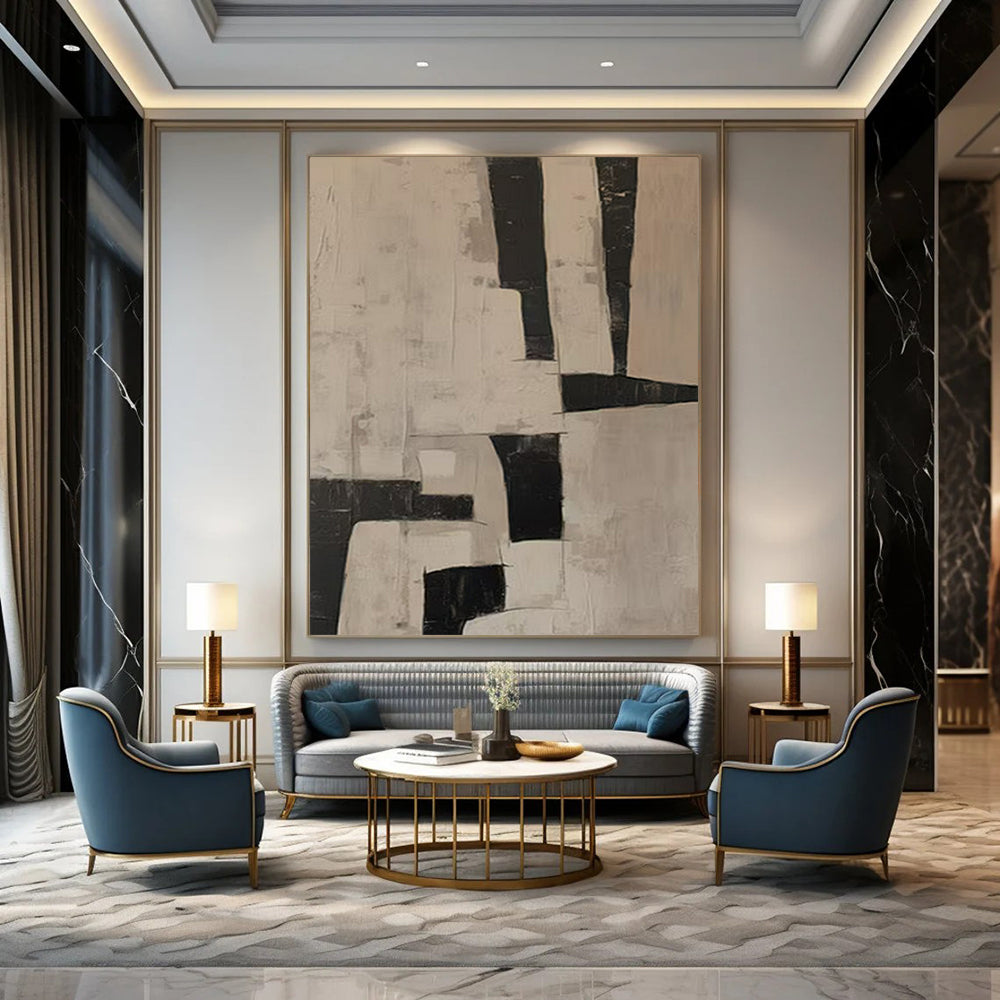 Oversized Hand-Painted Modern Abstract Pet Adoption Art for Animal Shelter Welcome Areas