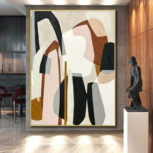 Vast Hand-Painted Abstract Art for Sunroom Natural Light Interaction LargeART0670