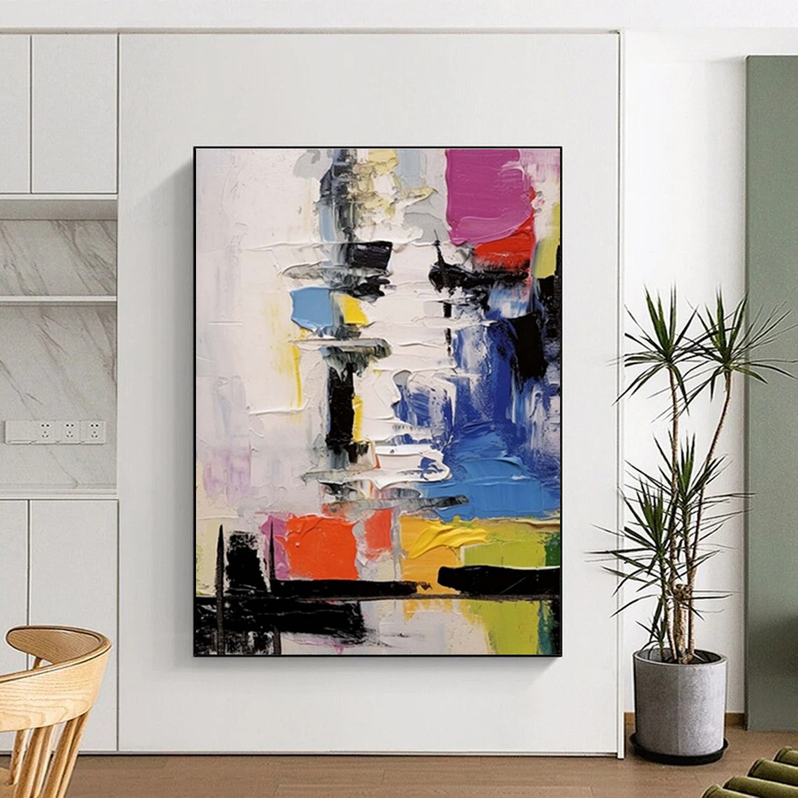 Super-Sized Hand-Painted Abstract Painting for Kids’ Playroom Mural Wall
