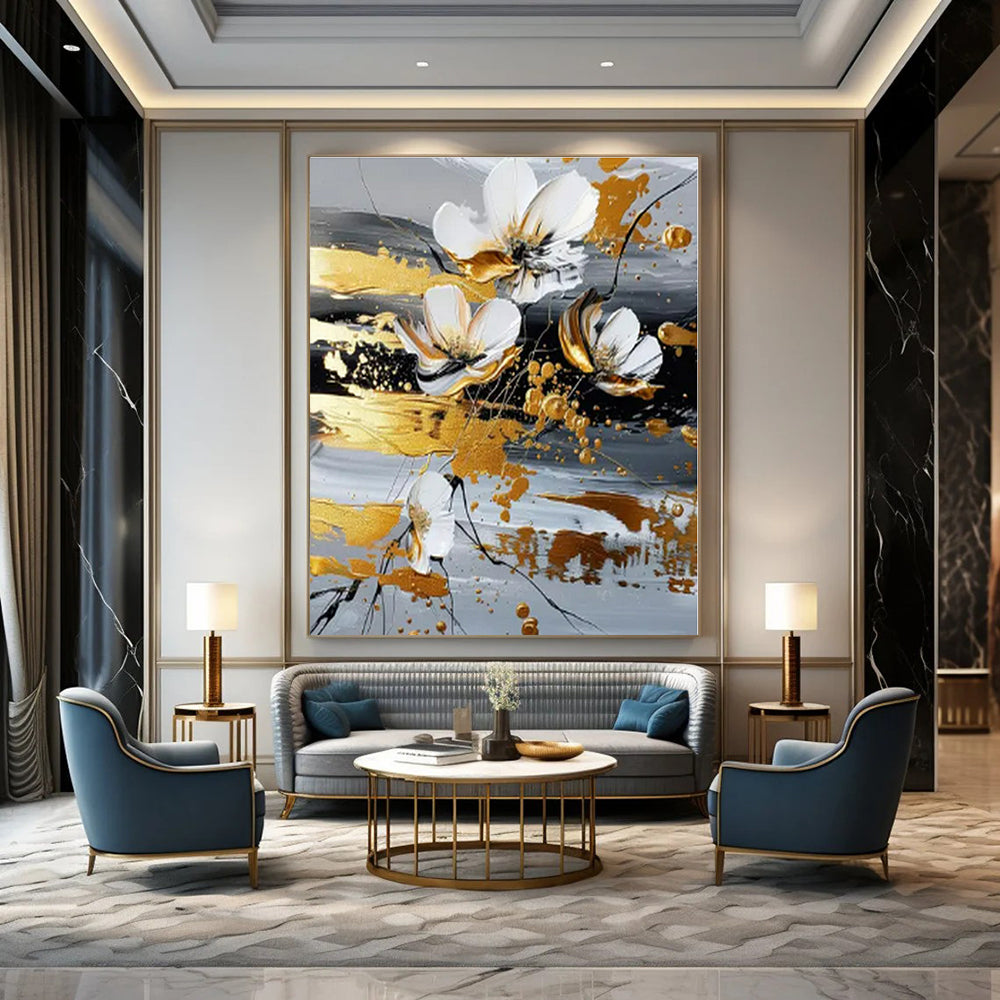 Artistic Impressionism Hand-Painted Abstract Mural for Romantic Bedrooms