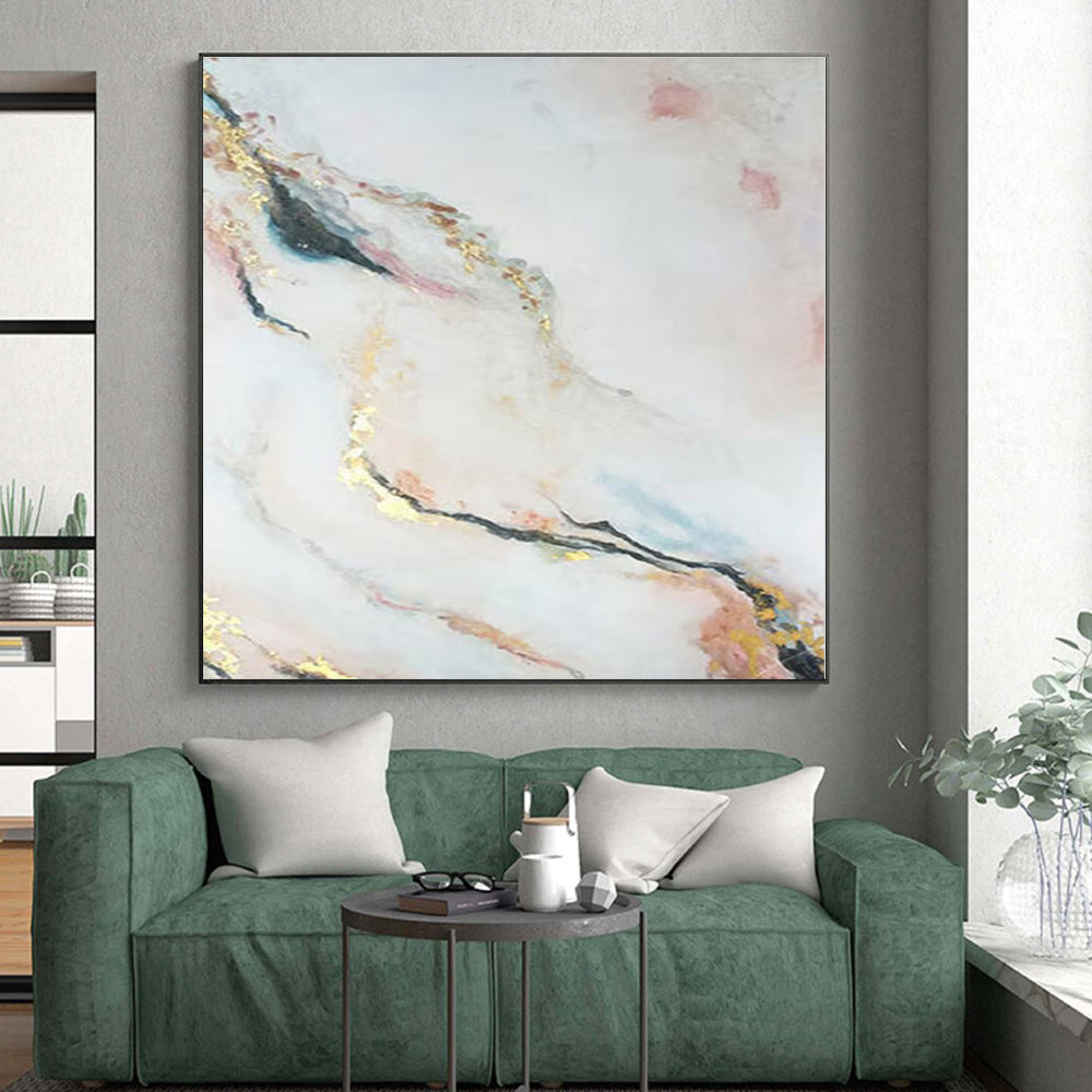 Gigantic Hand-Painted Abstract Painting for Hallway Stairwell Wall