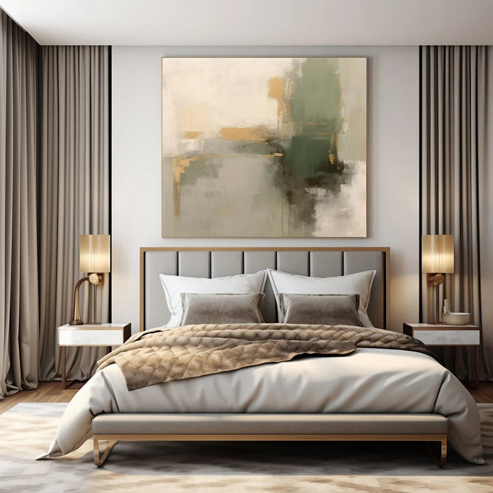 Huge Hand-Painted Contemporary Abstract Canvas for Office Shipping and Receiving Areas