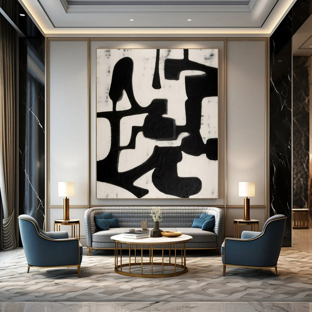 Large Hand-Painted Contemporary Abstract Wall Art for Family Home Reading Corners