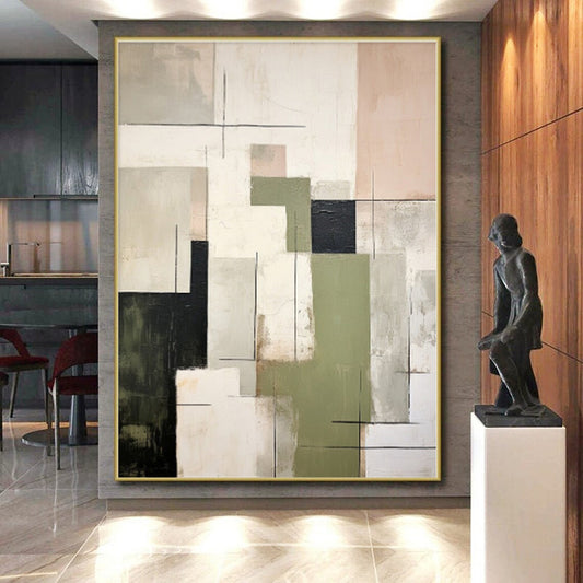 Oversized Personalized Abstract Painting for Home Office Zoom Background Wall