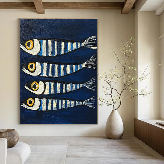 Table-Centered Hand-Painted Abstract Wall Art for Dining Rooms