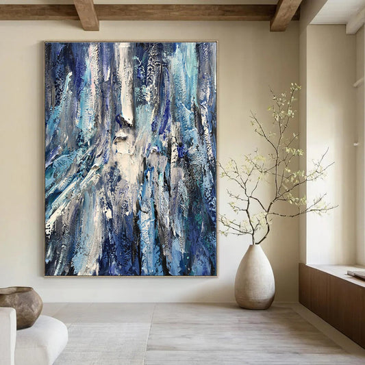 Oversized Custom Hand-Painted Abstract Painting for Office and Hotel Executive Suites