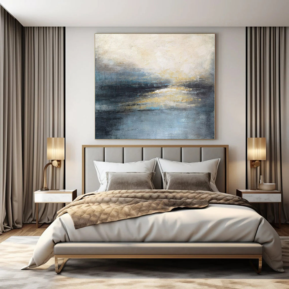 Hand-Painted Grand-Scale Abstract Canvas for Dining Room Feature Walls