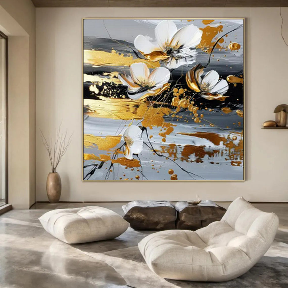 Artistic Impressionism Hand-Painted Abstract Mural for Romantic Bedrooms