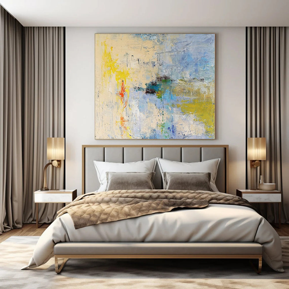 Immense Abstract Canvas for Breakfast Nook Benches - Hand-Painted Resin on Canvas