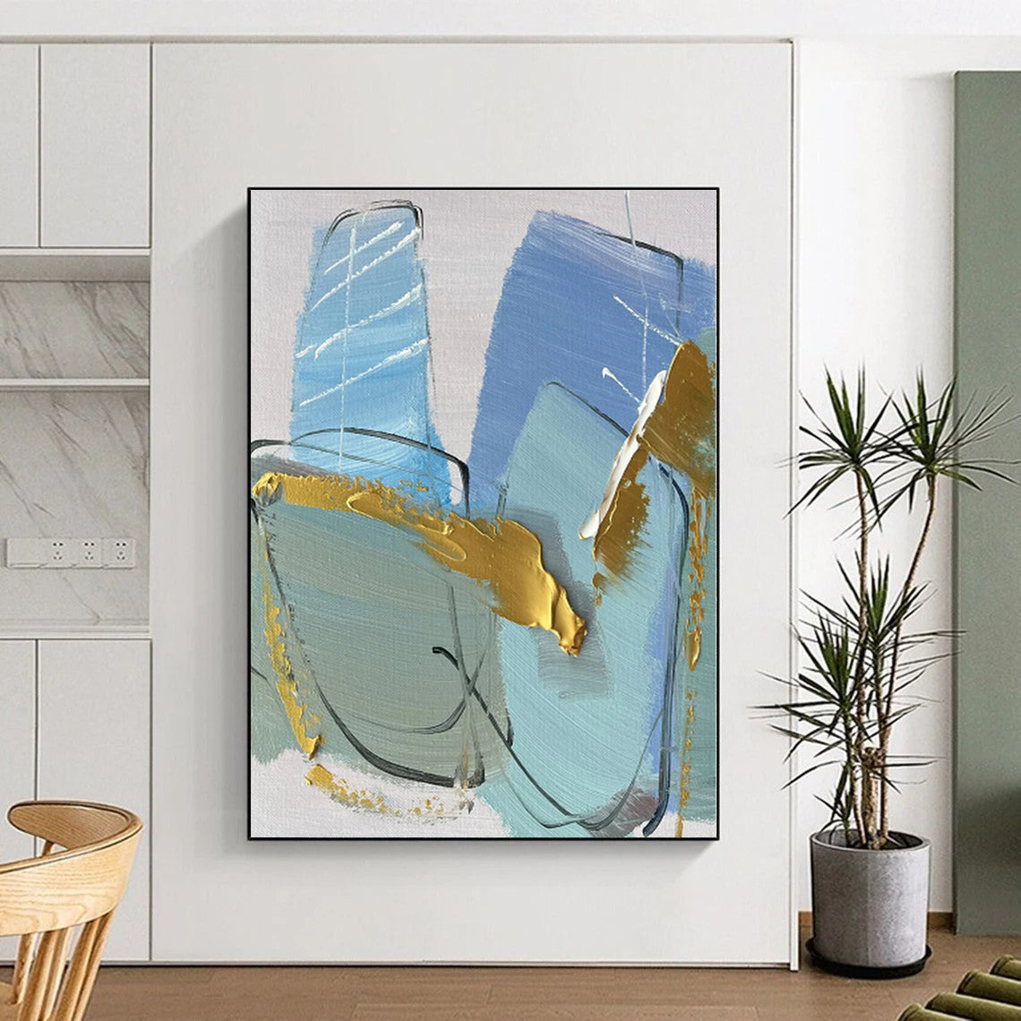 Oversized Made-to-Order Hand-Painted Abstract Art for Reading Nook Alcove Wall
