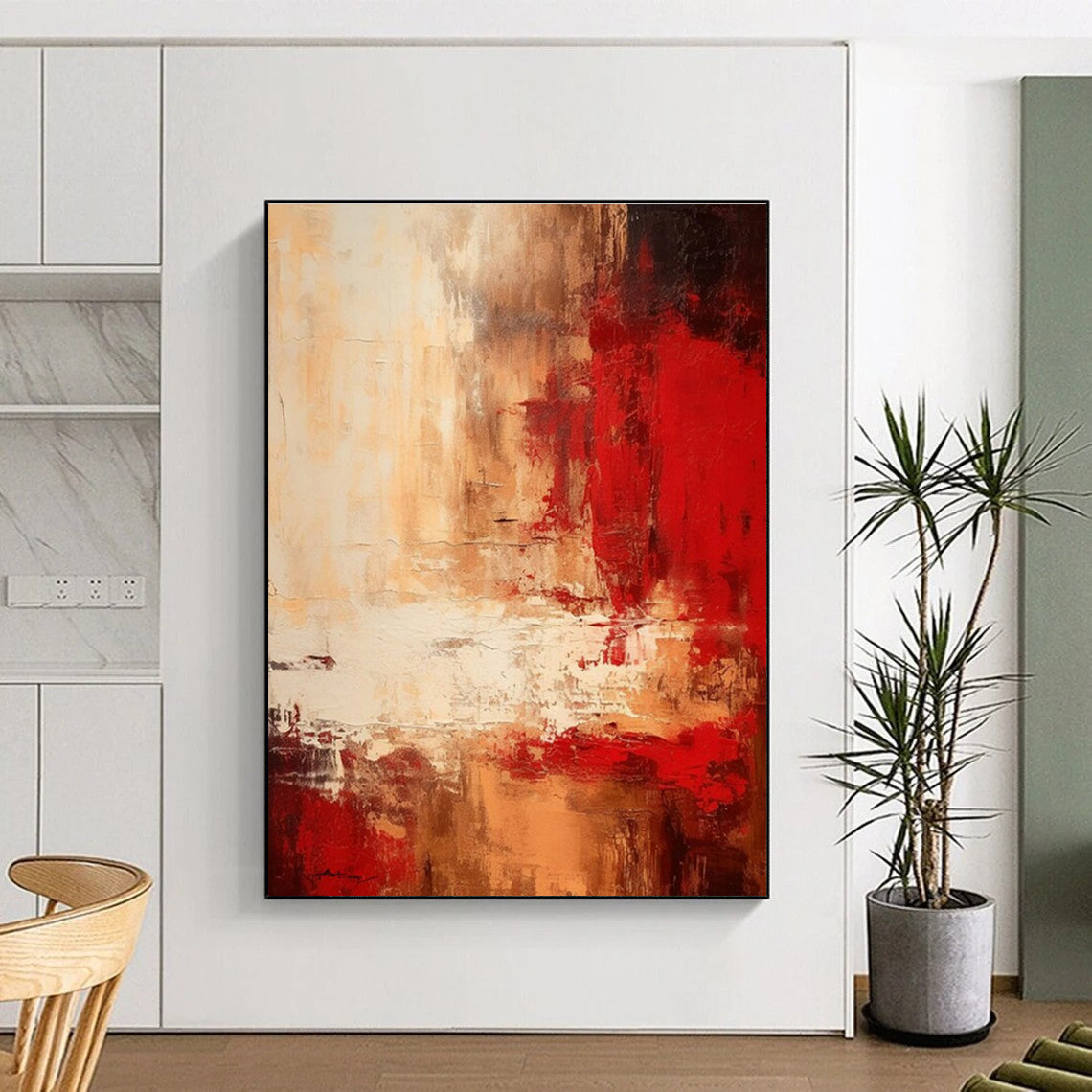 Giant Contemporary Abstract Painting for Home Theater Screen Surround in Modern Setups
