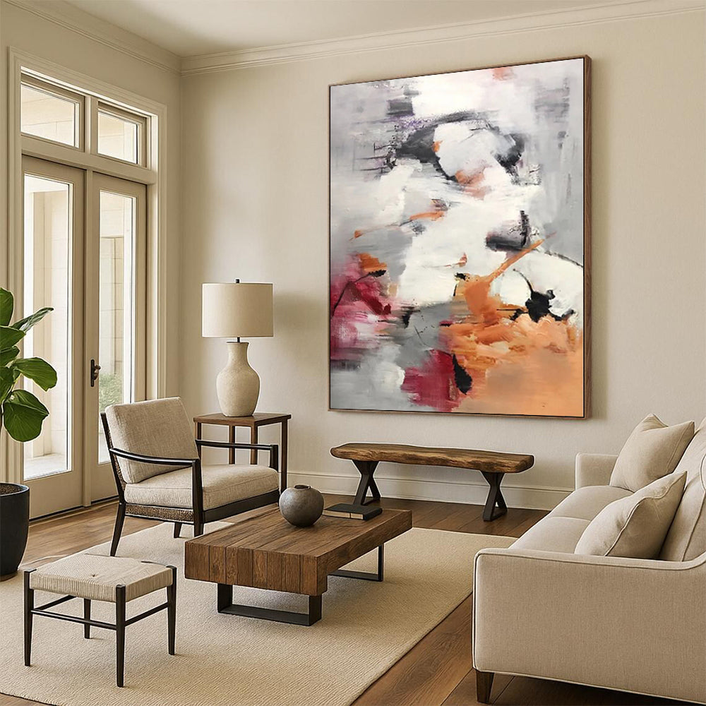 Oversized Custom Abstract Painting for Home Wine Cellar Tasting and Storage Feature Walls