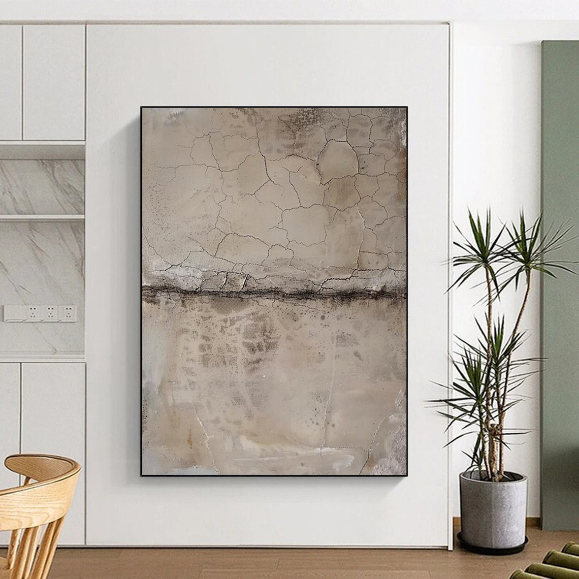 Oversized Hand-Painted Abstract Canvas for Hallway Picture Wall