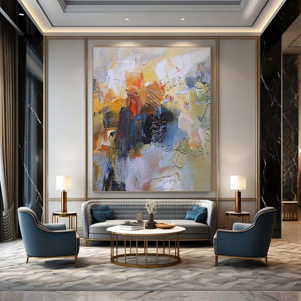 Giant Contemporary Abstract Painting for Wine Tasting Room Interiors