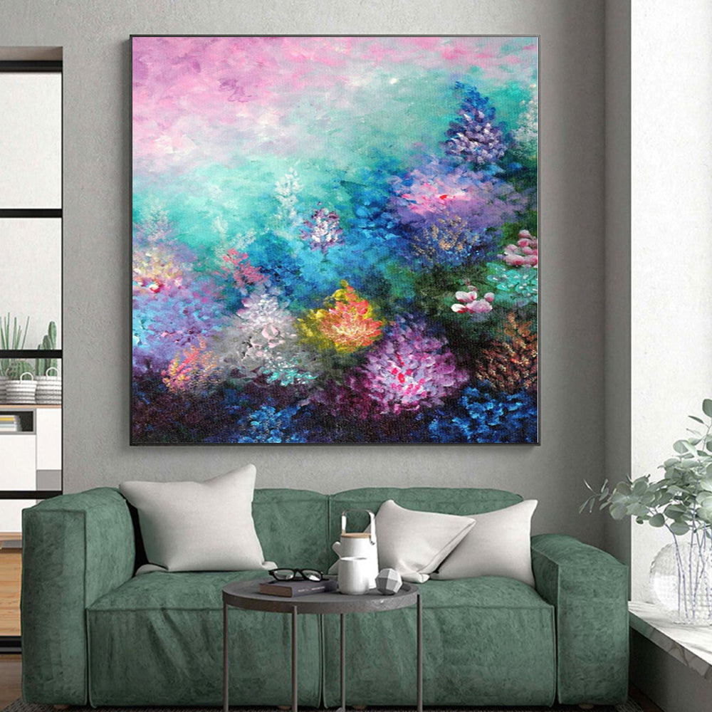 Immense Geometric Abstract Art - Hand-Painted Resin for Tech Startup Reception Areas