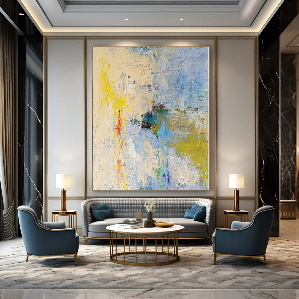 Immense Abstract Canvas for Breakfast Nook Benches - Hand-Painted Resin on Canvas