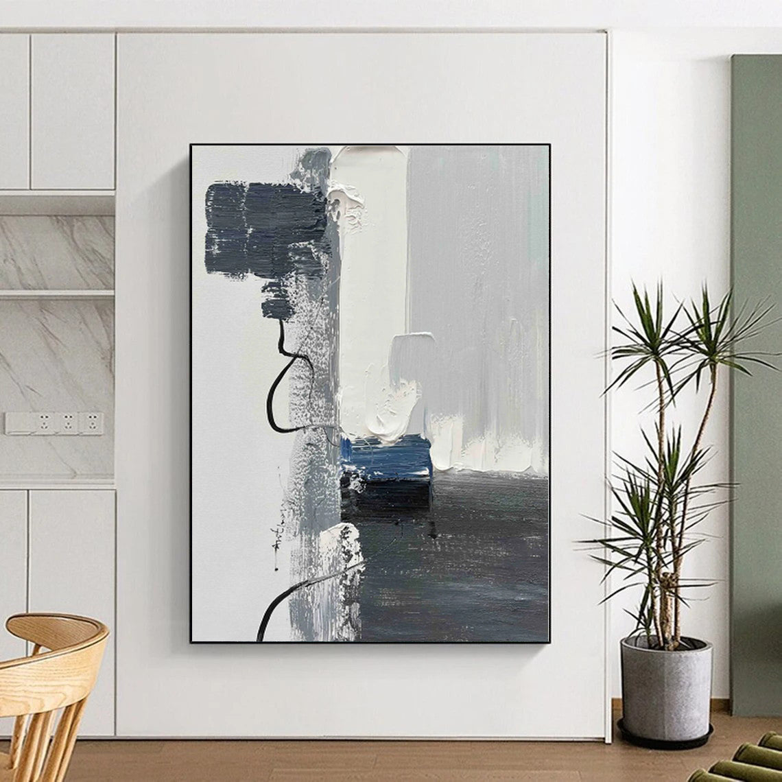 Large-Scale Made-to-Order Hand-Painted Abstract Canvas for Kitchen Breakfast Nook Wall