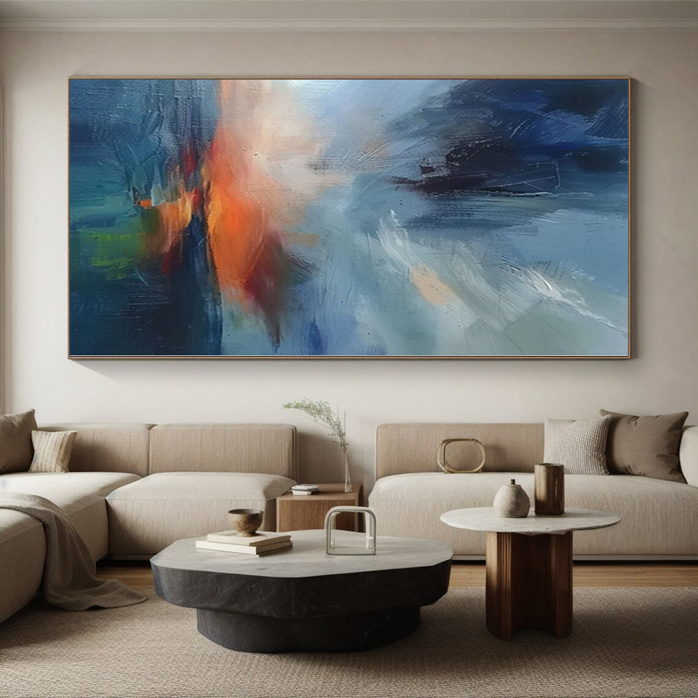 Immense Abstract Wave Painting - Hand-Painted Resin for Surf Resort Lounges