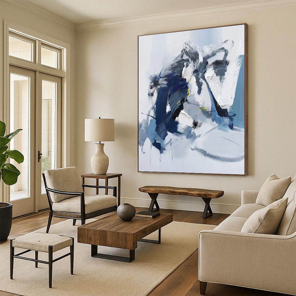 Large-Scale Hand-Painted Abstract Canvas for Dining Room Banquet Wall