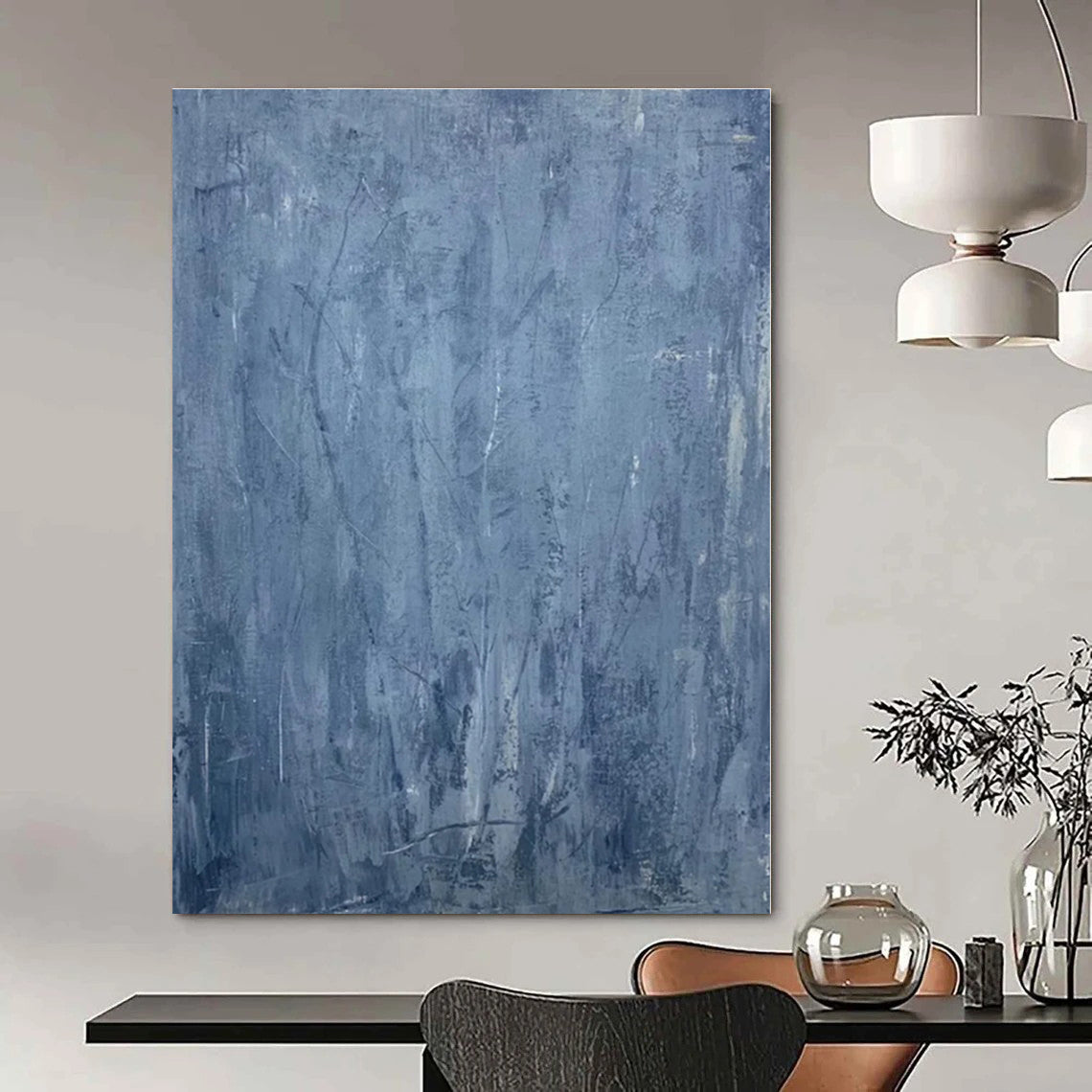 Large Custom Hand-Painted Abstract Mural for Office Sales Departments