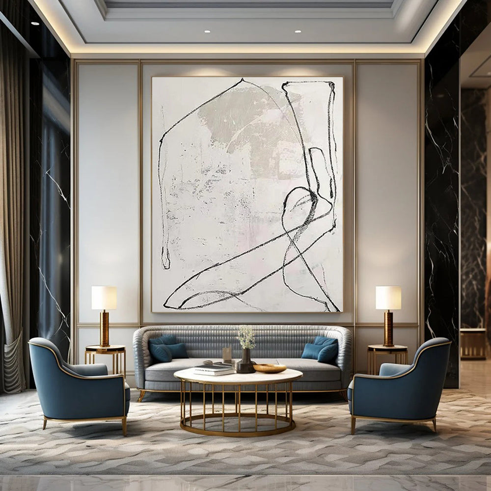Grand Abstract Painting for Reading Nook Alcoves - Hand-Painted Oil on Canvas