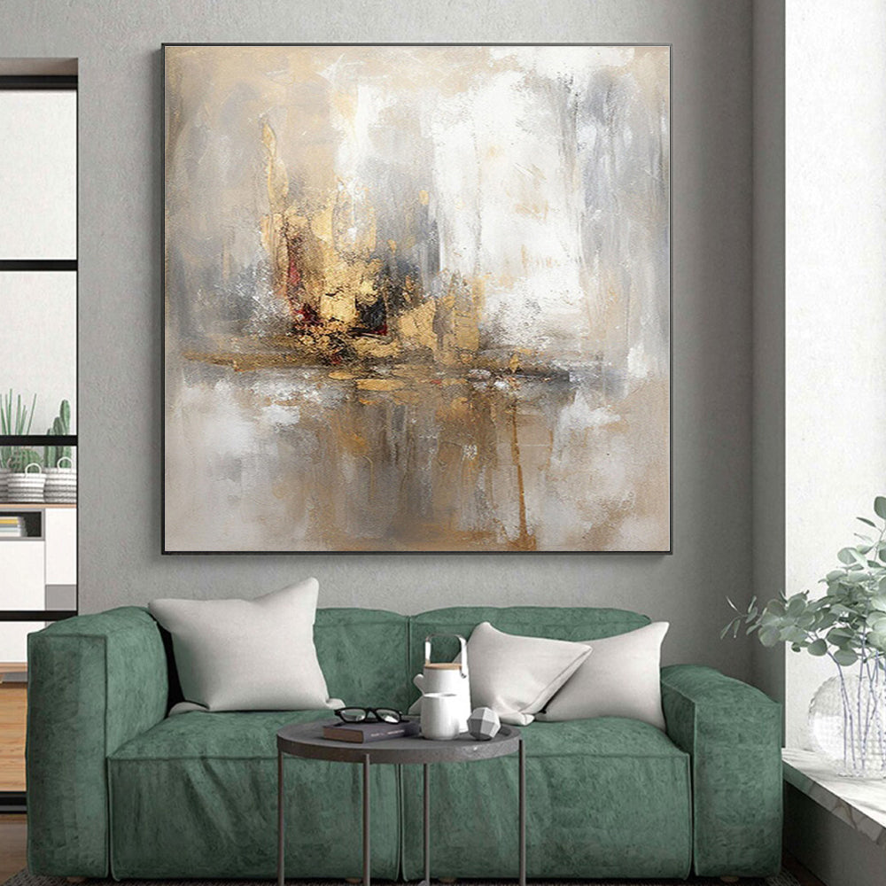 Super-Sized Abstract Minimalist Line Art Hand-Painted Canvas for Home Wine Cellar Wall