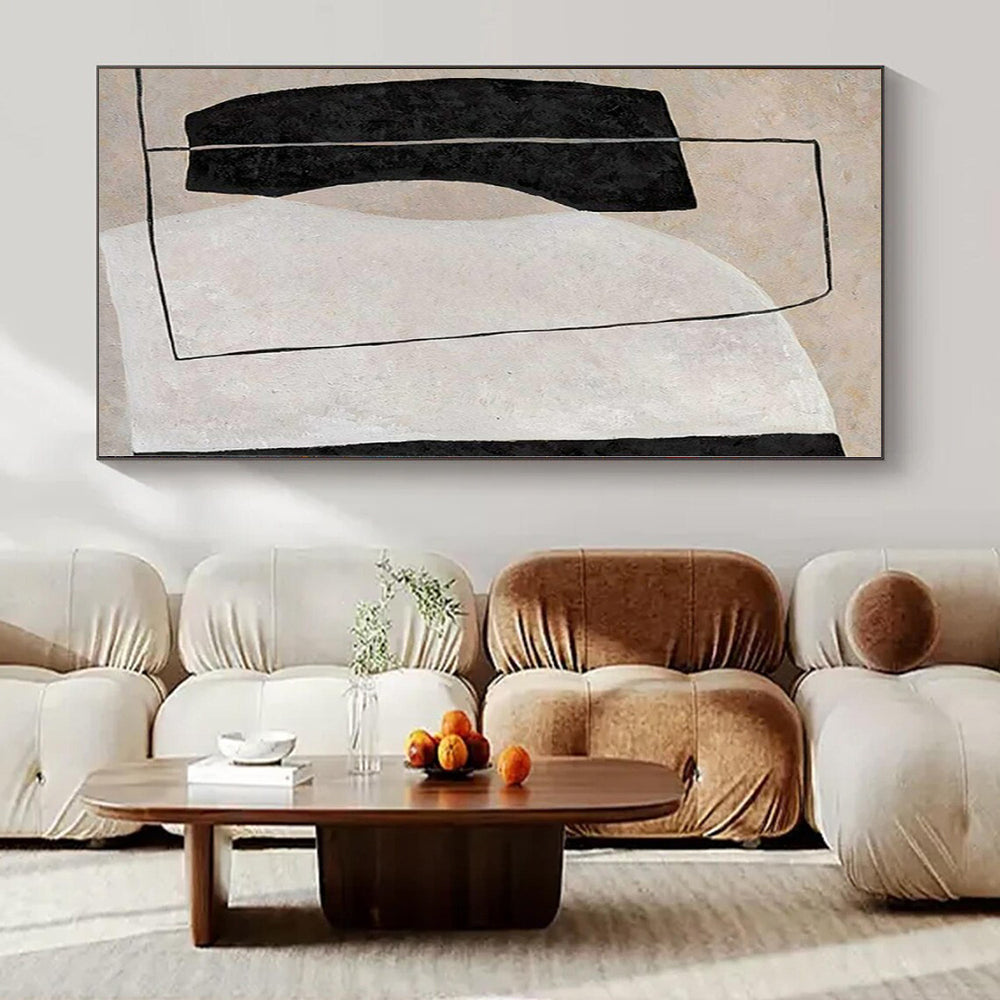 Oversized Hand-Painted Modern Abstract Mural for Living Room Alcoves