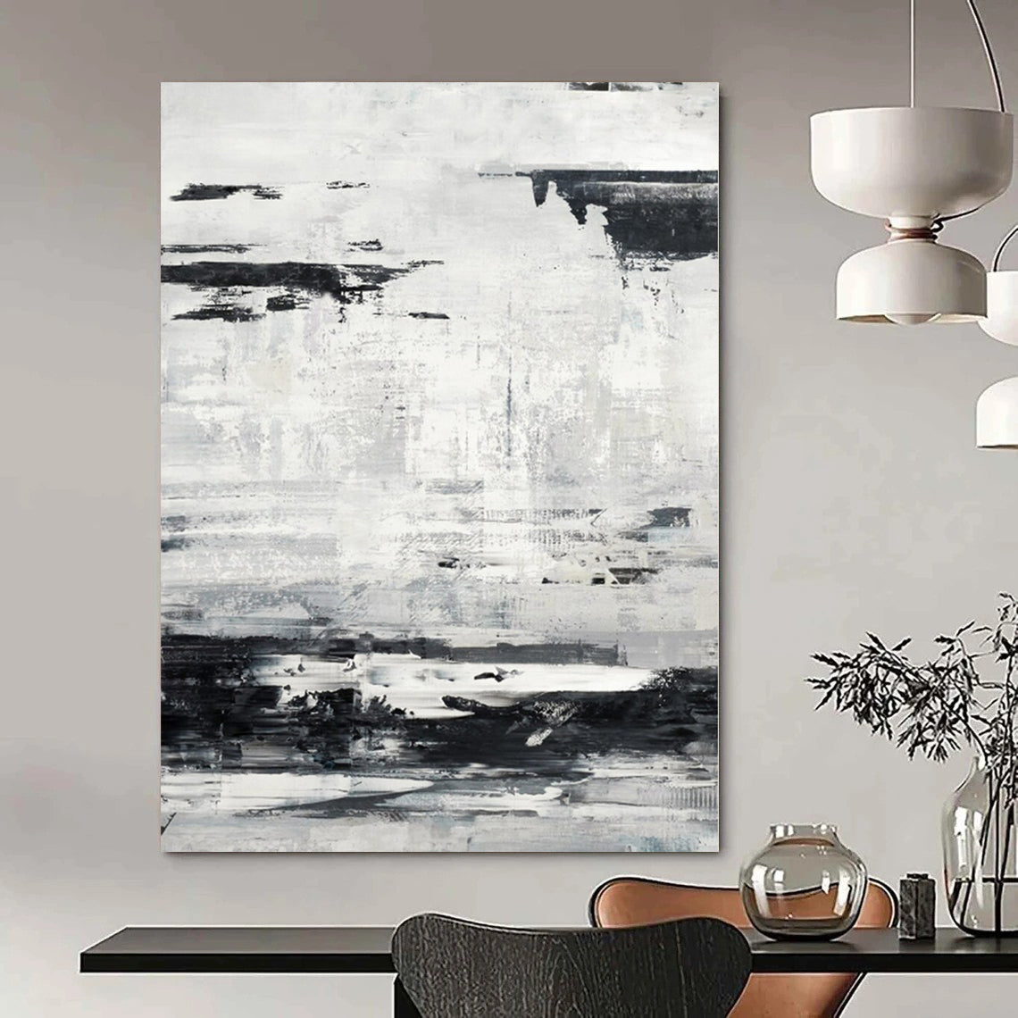 Huge Hand-Painted Contemporary Abstract Canvas for Dining Room Ceilings