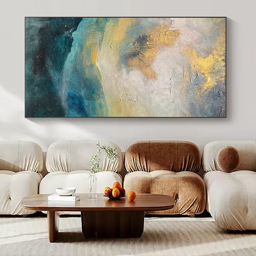 Colossal Hand-Painted Contemporary Abstract Canvas for Hotel Rooftop Lounges