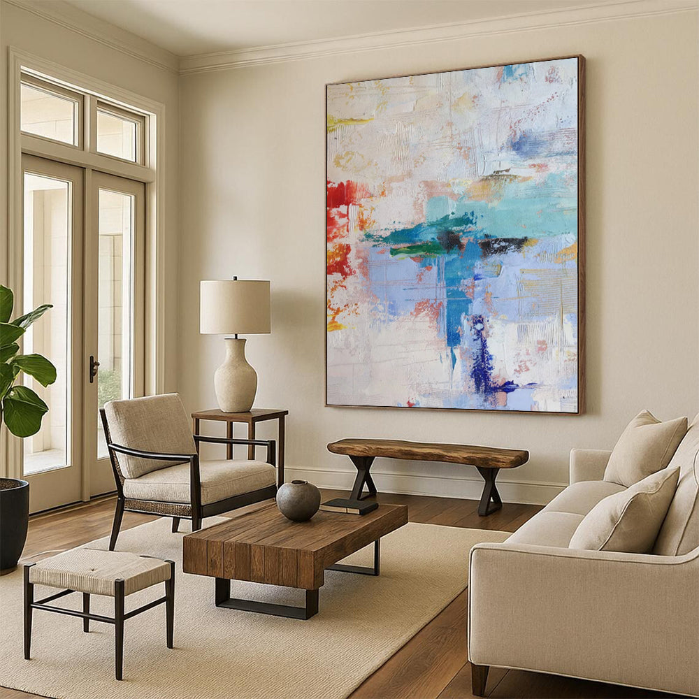 Monumental Abstract Painting for Indoor Waterfall Areas - Commissioned Oil on Canvas