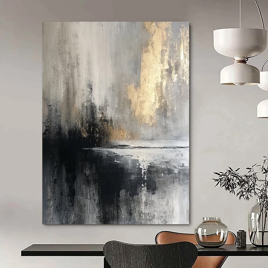 Huge Hand-Painted Contemporary Abstract Painting for High-End Bar Private Dining Areas