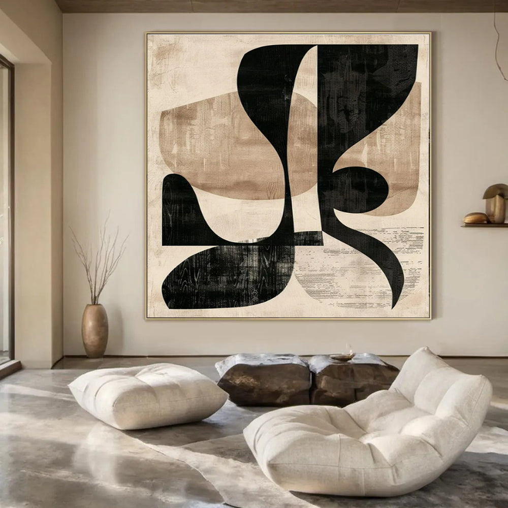 Oversized Custom Hand-Painted Abstract Mural for Office & Hotel Conference Rooms