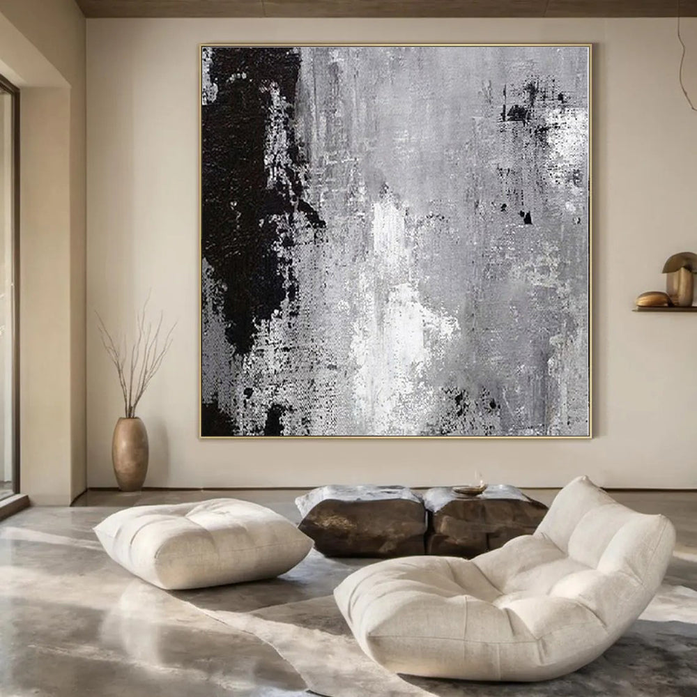 Enchanting Hand-Painted Abstract Mural for Living Room Alcoves