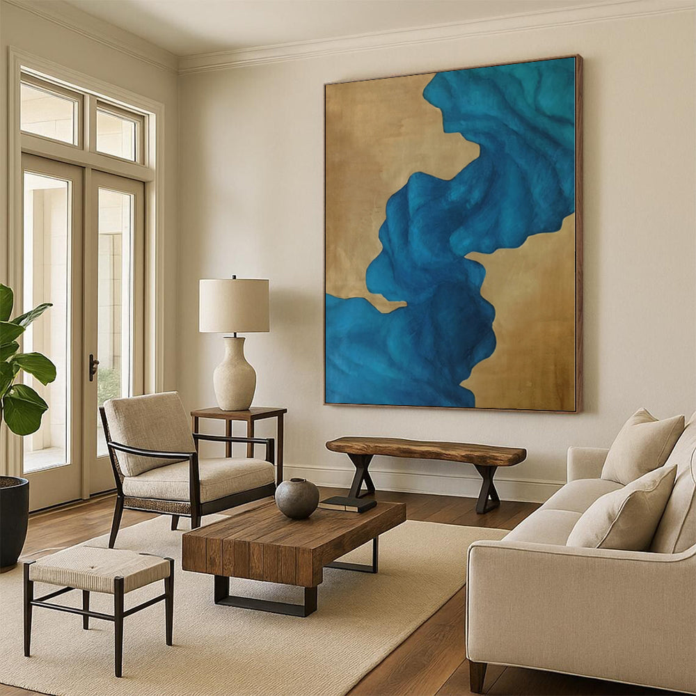 Grand Hand-Painted Abstract Painting for Hallway Stairwell Landing Walls
