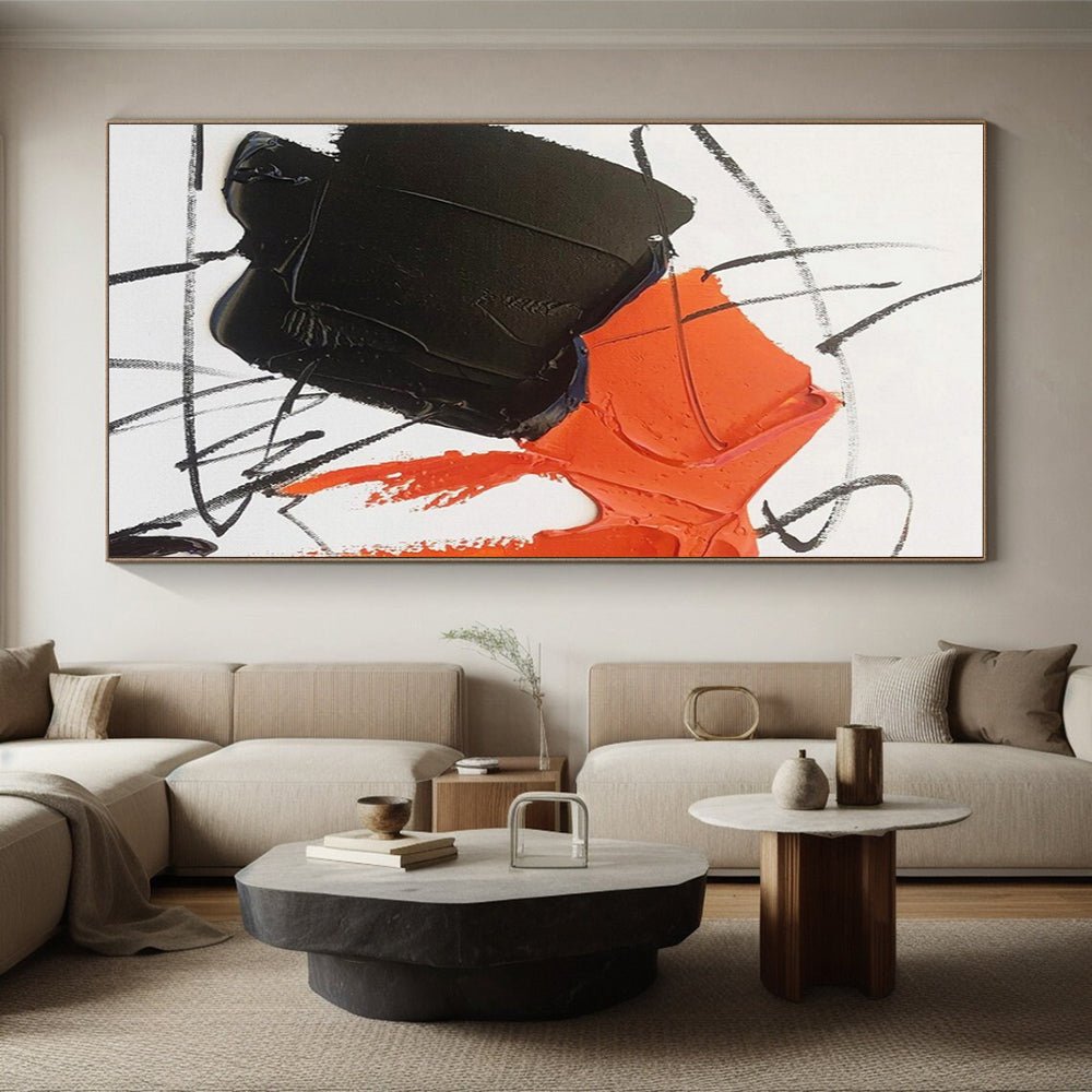 Vast Contemporary Abstract Painting for Dining Room Elegant Ambiance