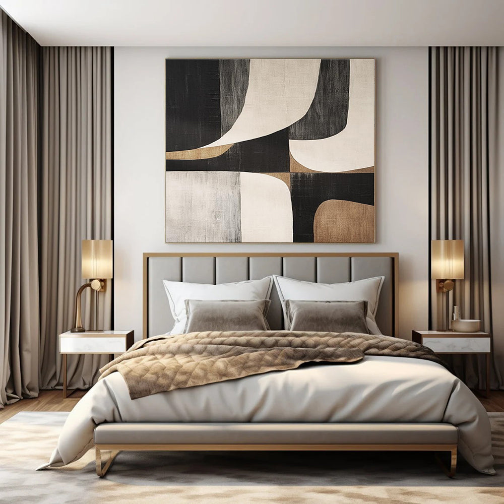 Oversized Custom Hand-Painted Abstract Canvas for Dining Room and Hotel Lobby Lounge