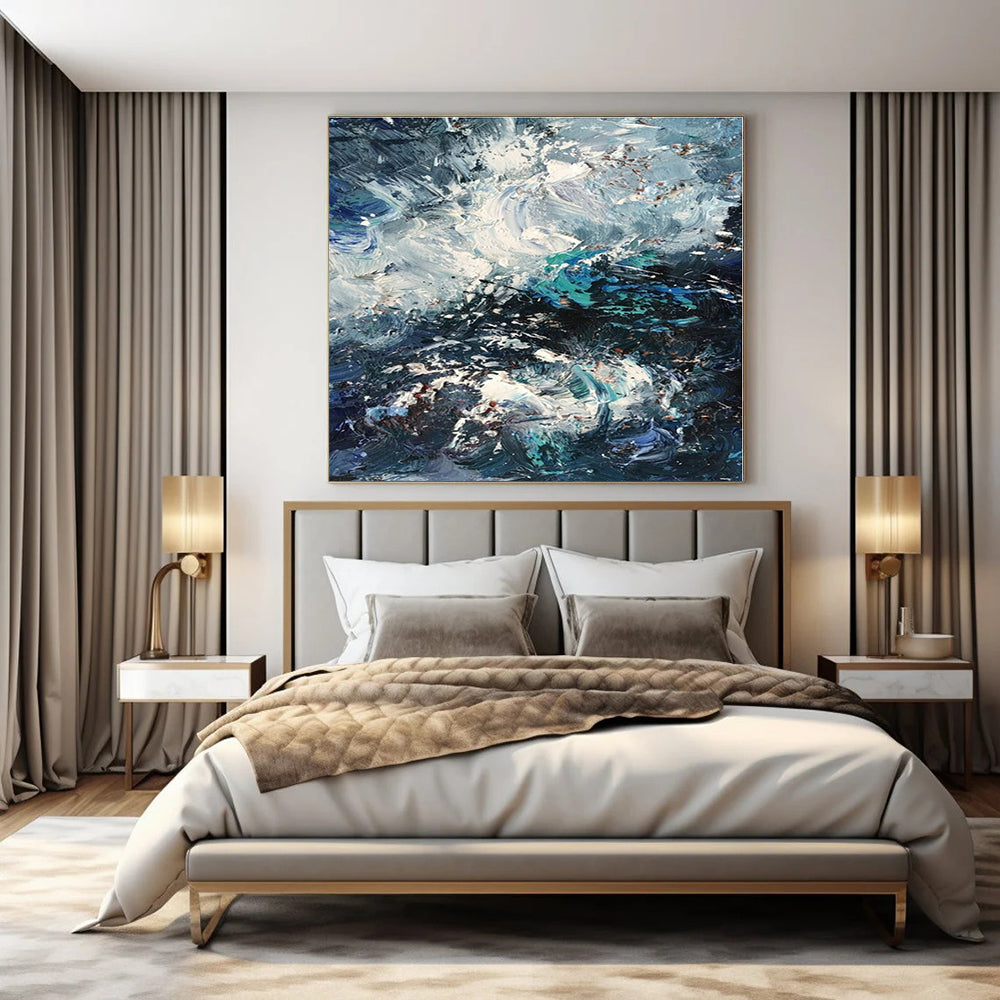 Custom Hand-Painted Abstract Mural for Living Room and Hotel Outdoor Terraces