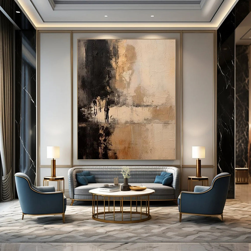 Extra-Vast Hand-Painted Modern Abstract Mural for Bedroom Bay Windows
