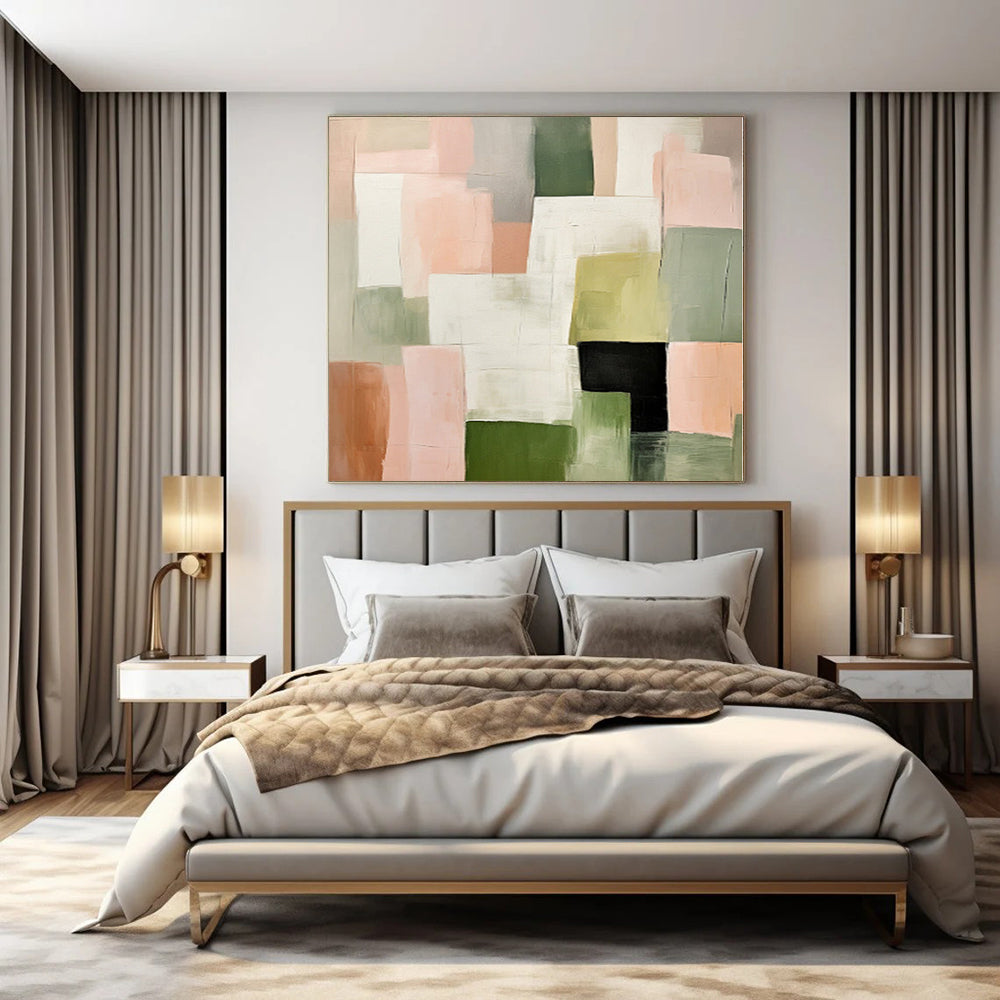 Oversized Abstract Wall Art for Sauna Interiors - Commissioned Mixed Media on Canvas