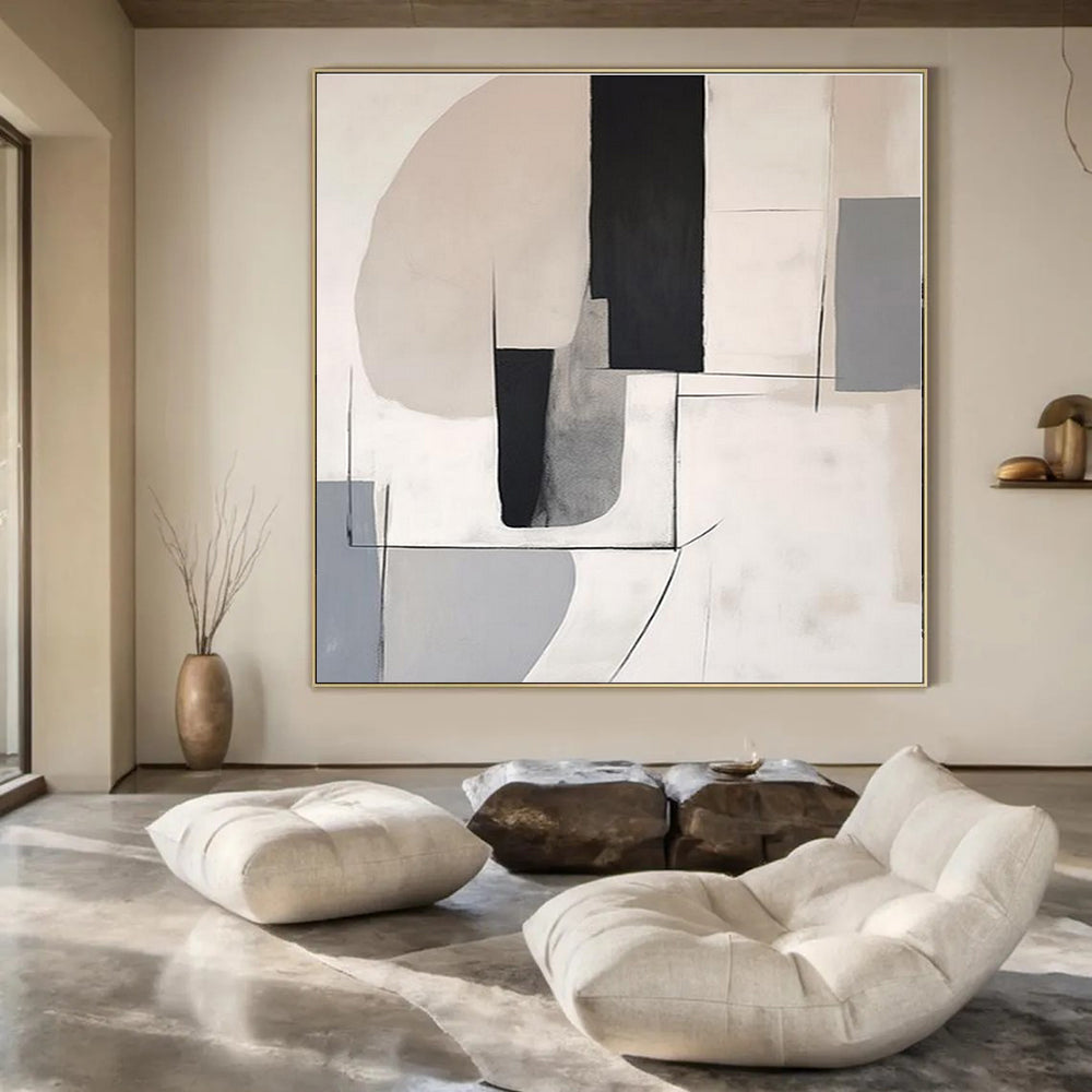 Large-Scale Hand-Painted Abstract Canvas for Living Room and Bar