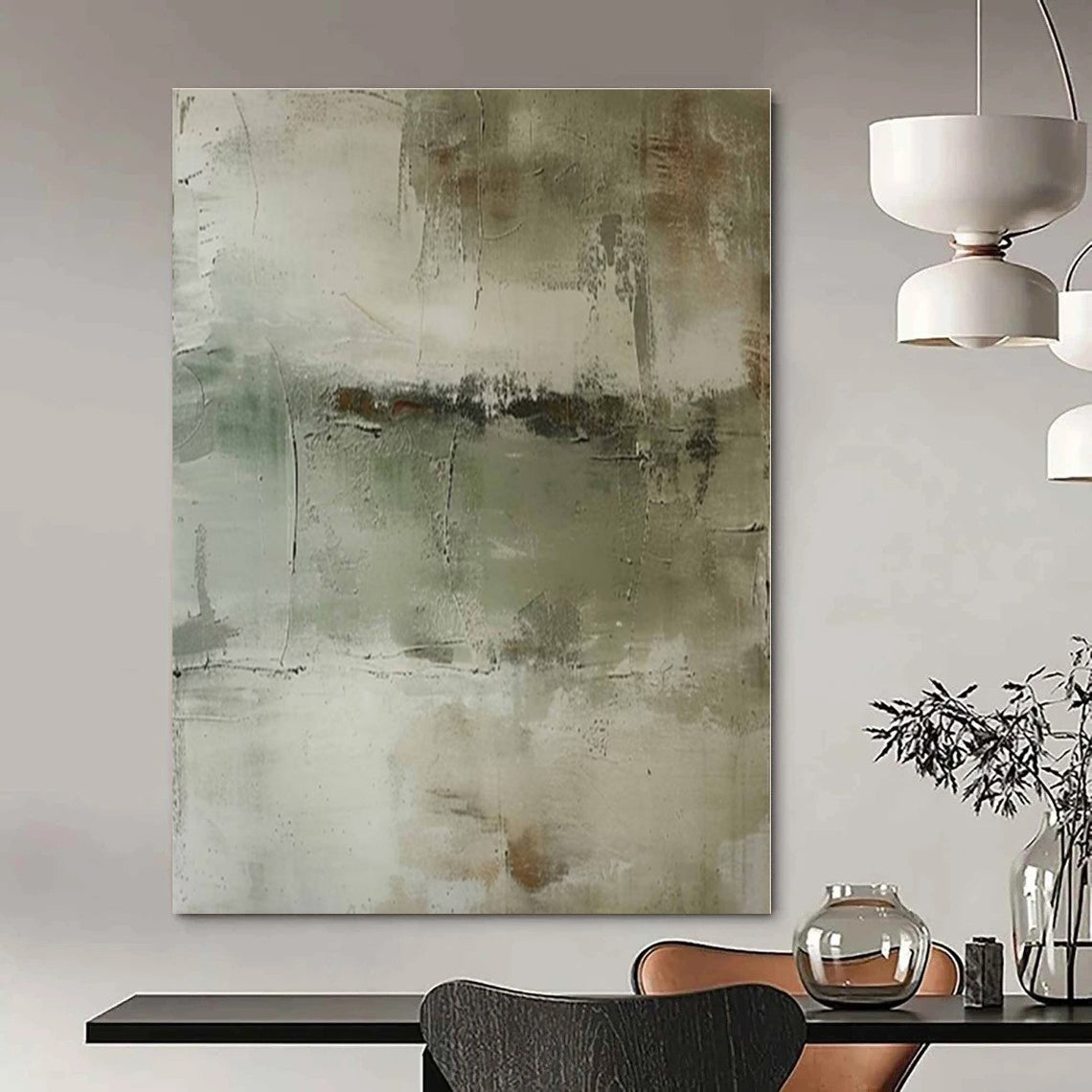 Oversized Custom Hand-Painted Abstract Painting for Office and Bar