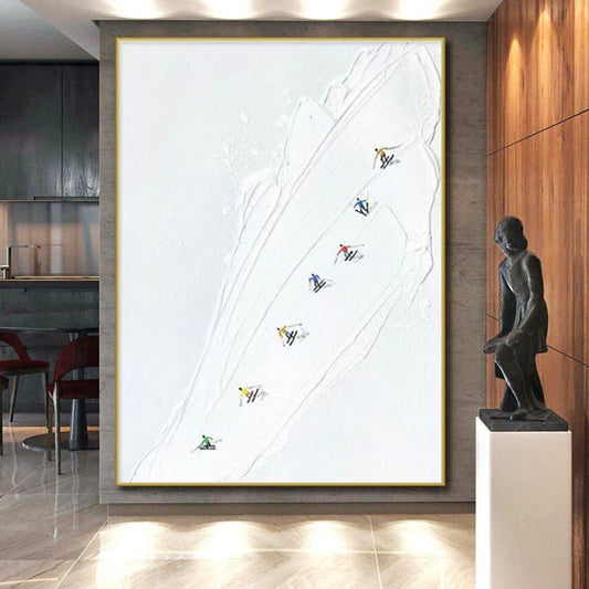 Giant Contemporary Abstract Art for Modern Bathroom Vanity Mirror Wall