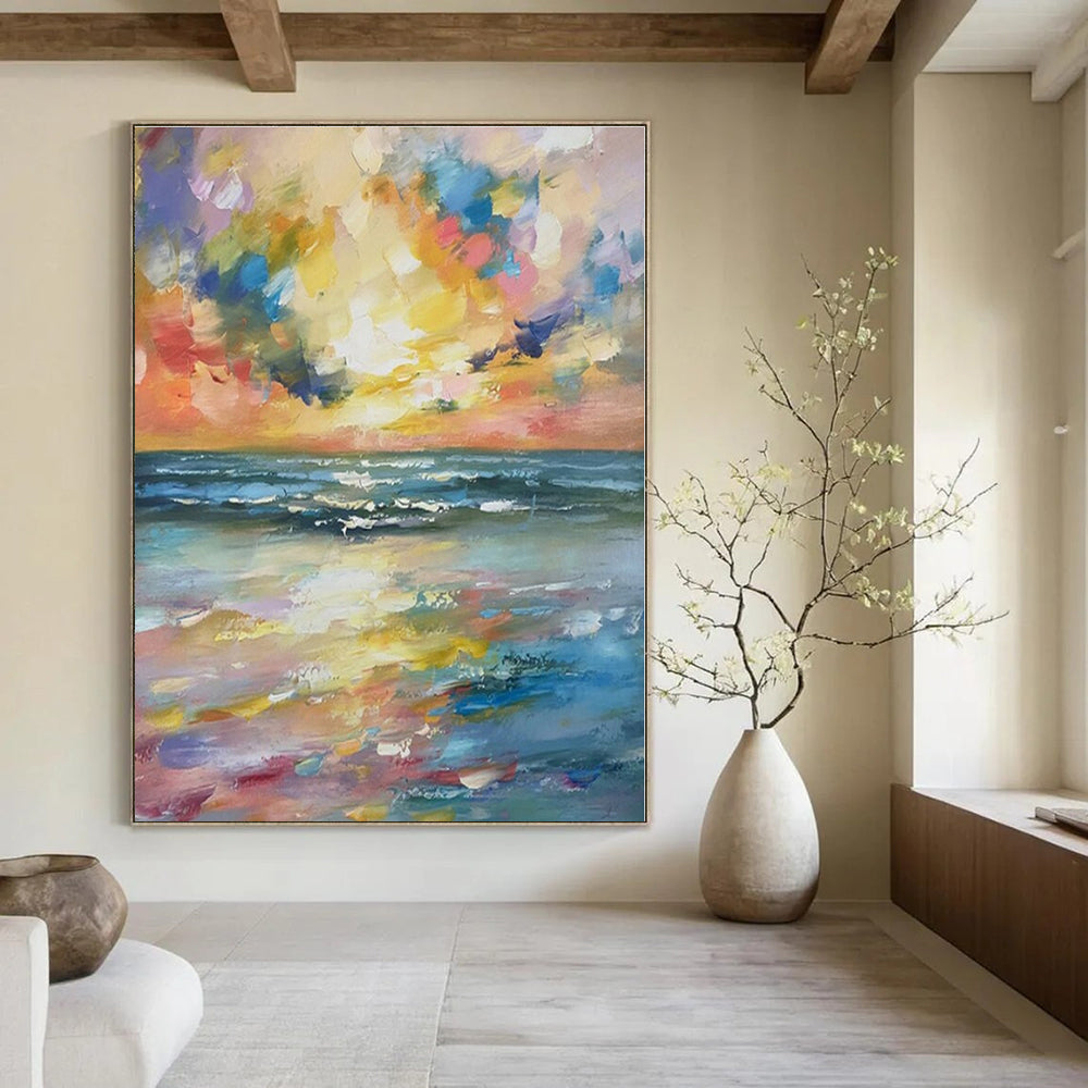 Custom Hand-Painted Abstract Mural for Bedroom & Hotel Poolside Cabanas