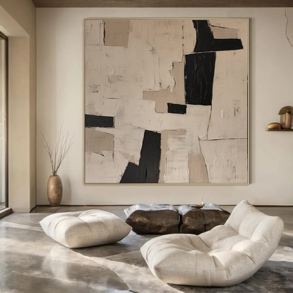 Oversized Hand-Painted Modern Abstract Art for Public Library Reading Nooks
